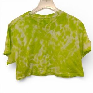 Lululemon All Yours Cropped Top Marmoleado Tie Dye Lime Green Athleisure